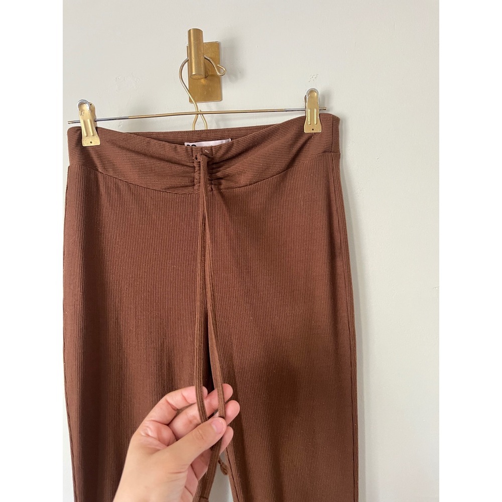 SO Goods For Life Brown Ribbed High Rise Flare Pants Boho Festival Cinched Small - Picture 3 of 3
